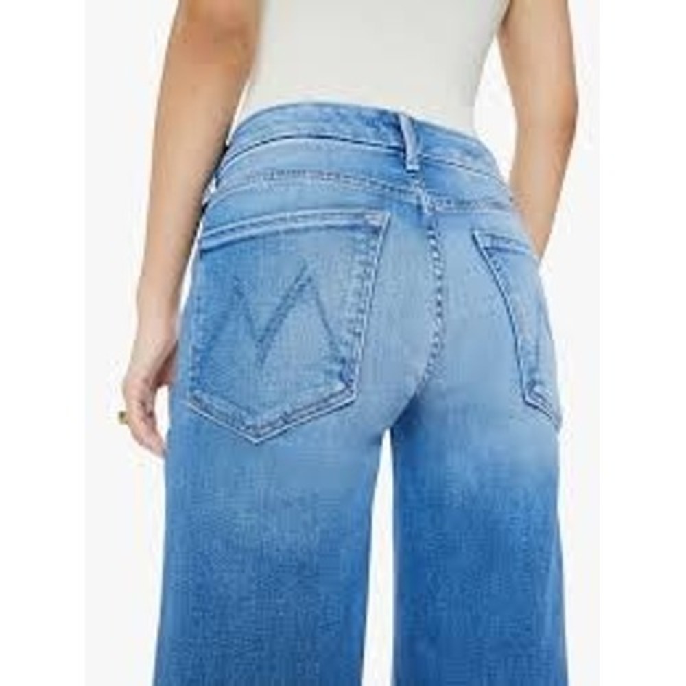 Mother Jeans Women 27 Blue The Roller Fray Wide Leg High Rise Denim Raw Hem - Picture 1 of 10